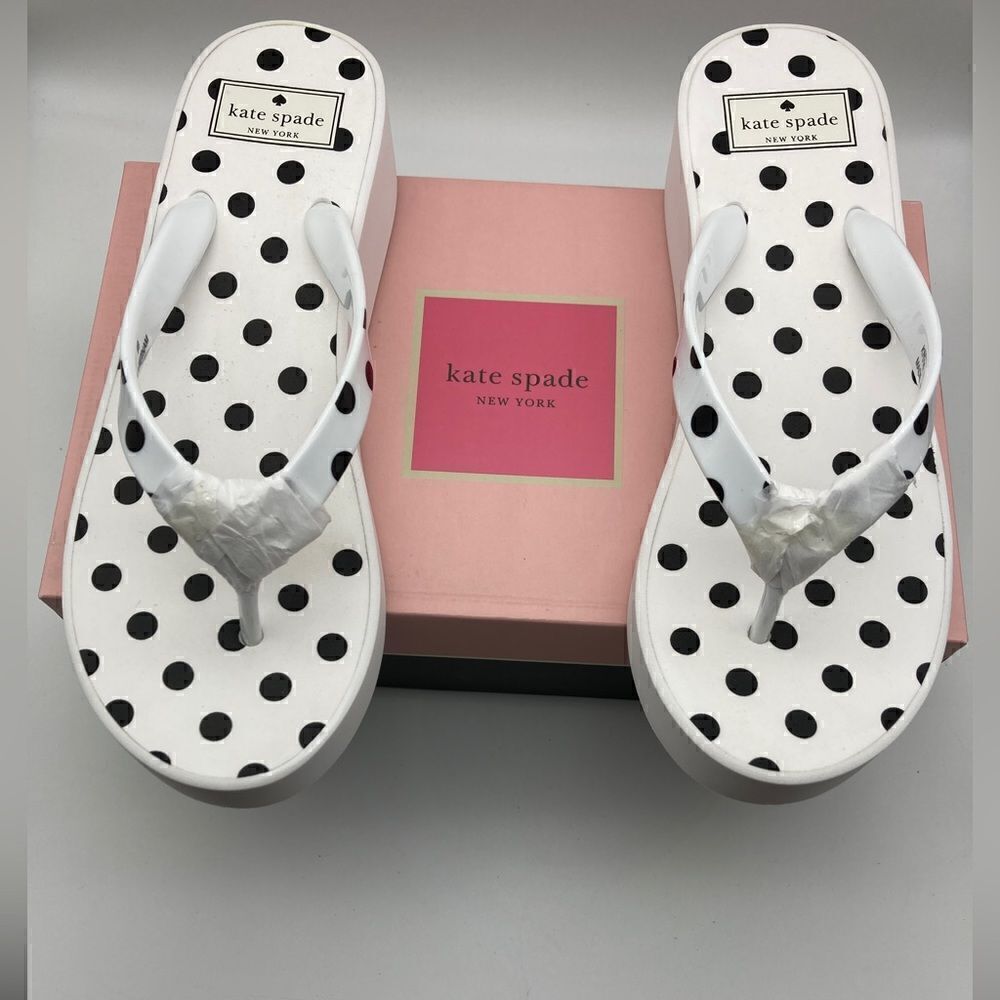 NWT Kate Spade Elena Platform Polka Dot Sandals Size 9B - Picture 1 of 8